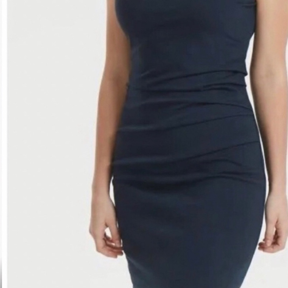 KAFFE Blue Ruched Sheath Cocktail Dress